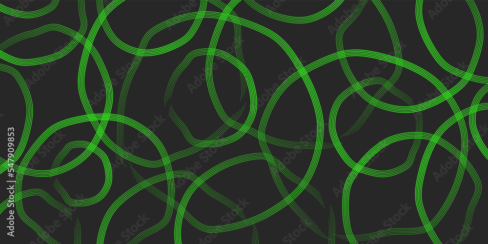 Poster black abstract art background with wavy neon green lines backdrop with curve ribbon wave pattern