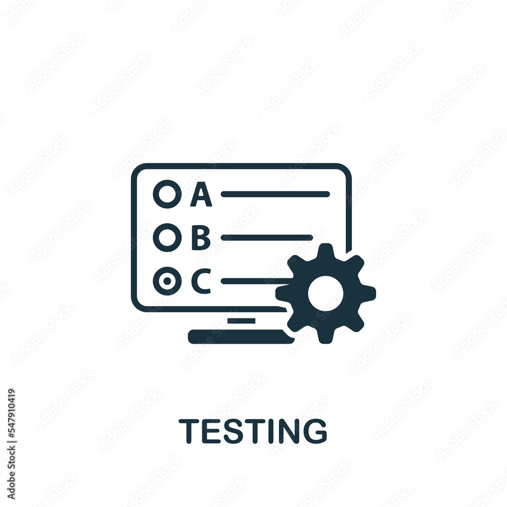 Poster testing icon. monochrome simple project planning icon for templates, web design and infographics