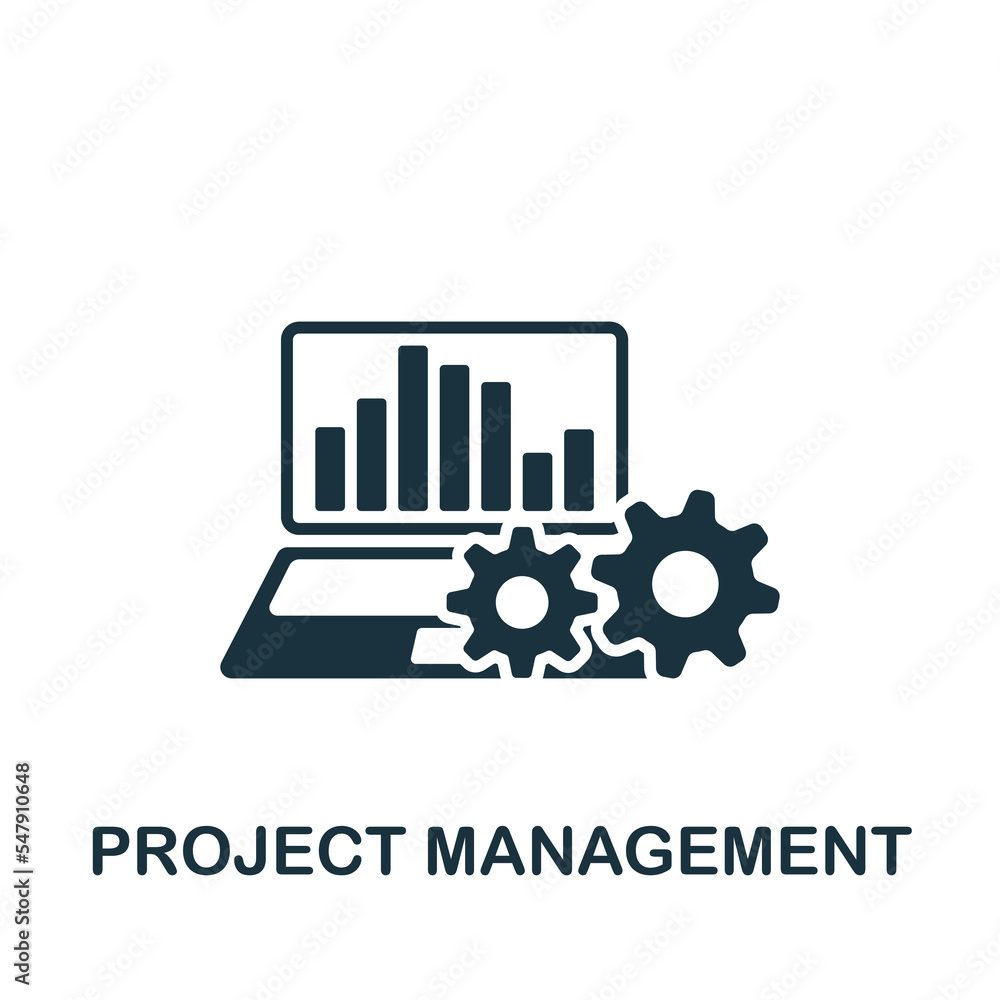 Aufkleber project management icon. monochrome simple project planning icon for templates, web design and infog