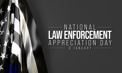 Law enforcement appreciation day (LEAD) is observed every year on January 9, to thank and show support to our local law enforcement officers who protect and serve. 3D Rendering