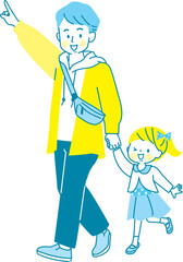 買い物に行く親子のベクターイラスト素材