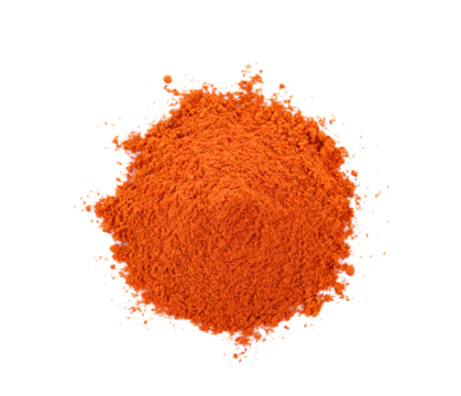 Pile of red paprika powder on transparent png