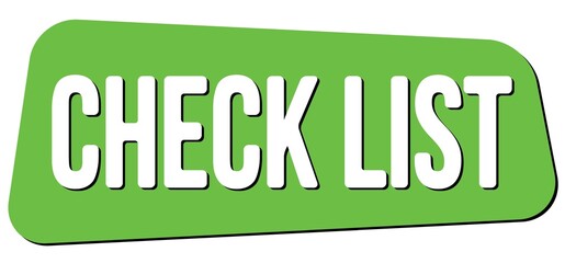 Fototapeta premium CHECK LIST text on green trapeze stamp sign.