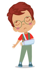 sad child with broken arm