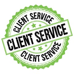 CLIENT SERVICE text on green-black round stamp sign