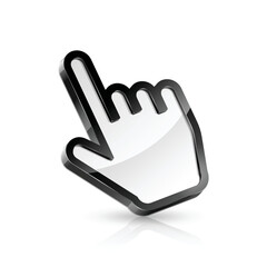 Vector illustration of hand cursor on white background