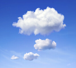 Fototapeta premium Realistic vector image of speech cloud on blue sky