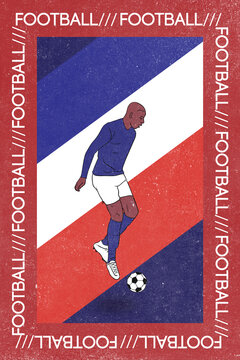  illustration de footballeur bleu, blanc, rouge