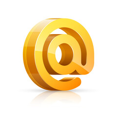 Obraz premium Vector illustration of 3D golden, glossy email icon isolated on white background.
