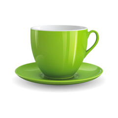 High detailed vector illustration of green cup isolated on white background