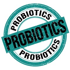 PROBIOTICS text written on blue-black round stamp sign