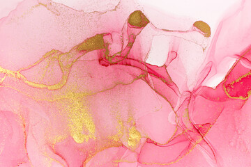 Obraz na płótnie Canvas Marble Gradient Pink and Gold Veins Artwork Background.
