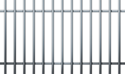 Realistic prison metal bars. Prison fence jail. Iron jail cage. Template design for criminal or sentence. Vector illustration