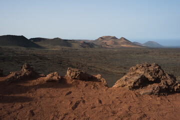 Paisaje volcánico en Timanfaya, Lanzarote, Islas Canarias (España)