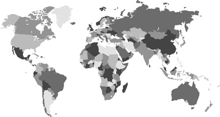 Fototapeta na wymiar Vector illustration of world map isolated on white background