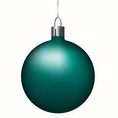 Green Christmas tree ball isolated on white background. Vector object for Christmas design, mockup. 3D
