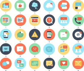 Vector set of message bubbles flat web icons. Each icon neatly designed on pixel perfect 48X48 size grid. Fully editable and easy to use.