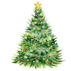 Christmas tree watercolor illustration