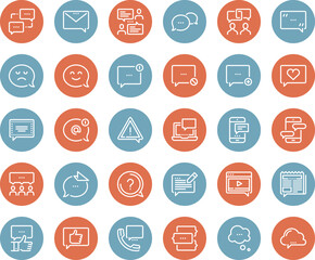 Vector set of message bubbles flat line web icons. Each icon with adjustable strokes neatly designed on pixel perfect 48X48 size grid. Fully editable and easy to use.