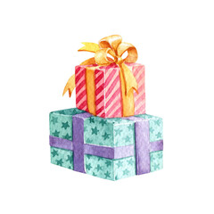 Christmas presents watrcolor illustration