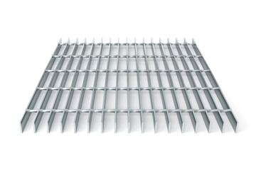 Welded steel bar grating on white background - 3d rendering 