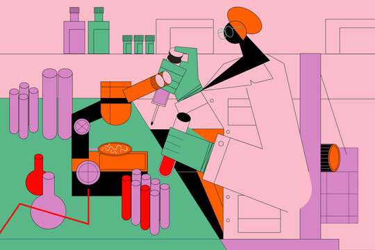 Dark skin scientist woman analyzing bacteria through the microscope in the laboratory. Women science empowerment concept. STEM revolution.
