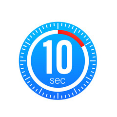 The 10 second, timer, stopwatch vector icon. 10 second Stopwatch icon. Vector illustration