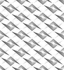 Vector seamless pattern of black lines in the form of squares and rhombuses. Seamless abstract geometric pattern of thin stripes of lines and angles.
