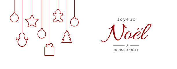 Fototapeta na wymiar French text: Joyeux Noël et Bonne Année! Merry Christmas and Happy New Year. Vector illustration. Cartoon