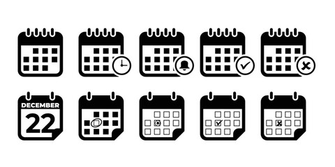 silhouette calendar icon, a simple flat design