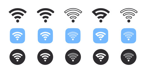 Wireless and wifi icons. Wifi signal icons. Wireless internet symbol. Vector icons