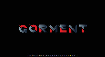 GORMENT Modern Bold Font. Regular Italic Number Typography urban style alphabet fonts for fashion, sport, technology, digital, movie, logo design, vector illustration