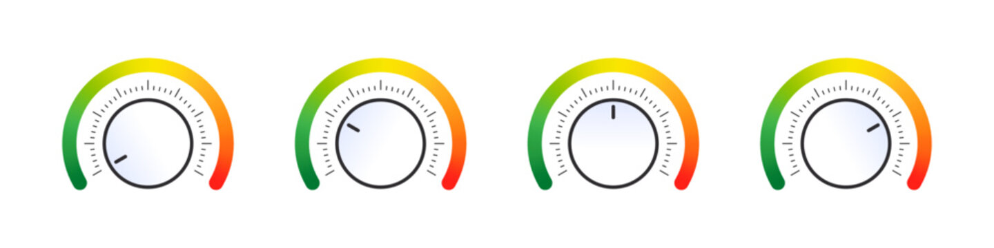Adjustment dial. Knob round dial. Max level button and power regulator. Volume knobs. Vector illustration