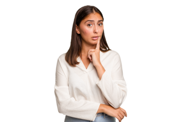 Young cute caucasian woman isolated looking sideways with doubtful and skeptical expression.