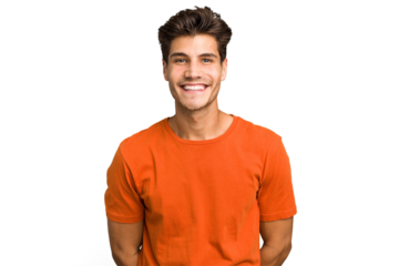Young caucasian handsome man isolated happy, smiling and cheerful.