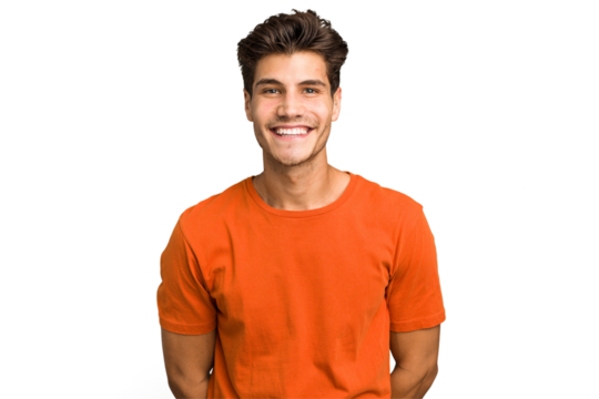 Young caucasian handsome man isolated happy, smiling and cheerful.