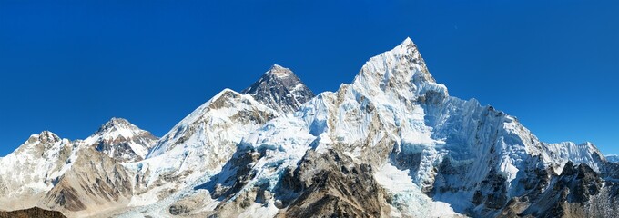 Mount Everest, panoramic view of himalayas mountains