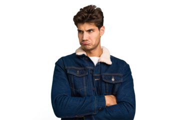 Young caucasian handsome man isolated tired of a repetitive task.