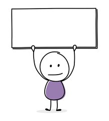 Contemplating stickman with blank plate symbol. Business concept. Vector