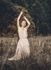 beautiful shamanic woman in the nature.