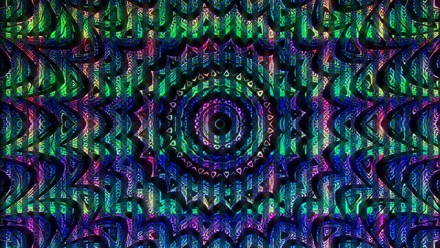 Abstract Kaleidoscope pattern with full colors. Magic mandala. 4k	