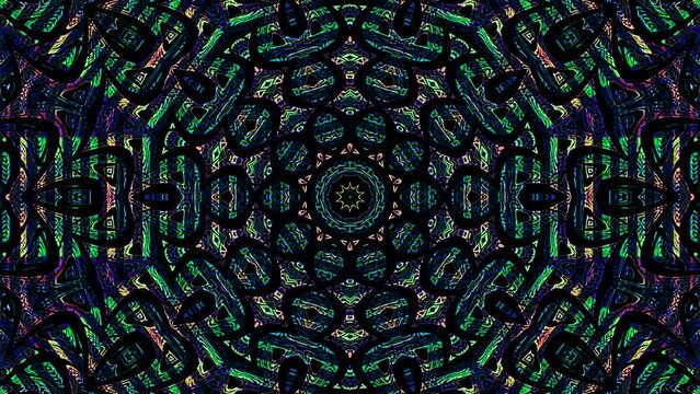 Abstract Kaleidoscope pattern with full colors. Magic mandala. 4k	