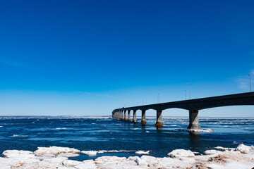 Confederation Bridge to PEI Canada late winter