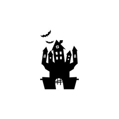Hallowen  design vector for poster, banner, invitation card. Horror house, bat simple .