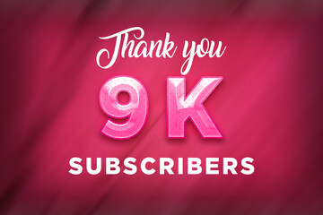 9 K  subscribers celebration greeting banner with Pink Design