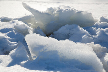 Ice blocks on a winter day.