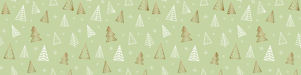 Christmas pattern with abstract trees. Design of texture. Panoramic header. Vector illustration