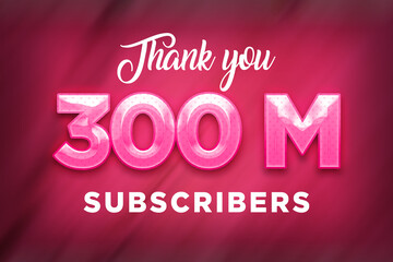 300 Million  subscribers celebration greeting banner with Pink Design