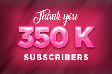 350 K  subscribers celebration greeting banner with Pink Design