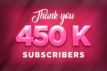 450 K  subscribers celebration greeting banner with Pink Design